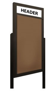 24 x 72 Extra Large Outdoor Enclosed Bulletin Board Lighted Display Case w Header and Posts (One Door)