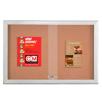 Indoor 2 and 3 Door Bulletin Boards with Sliding Glass Doors | Cabinet with Smooth RADIUS EDGE Corners in 25 Sizes