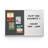Value Line Magnetic Combo Board 36x12 Metal Framed Cork Bulletin Marker Board (Open Face with Silver Trim)