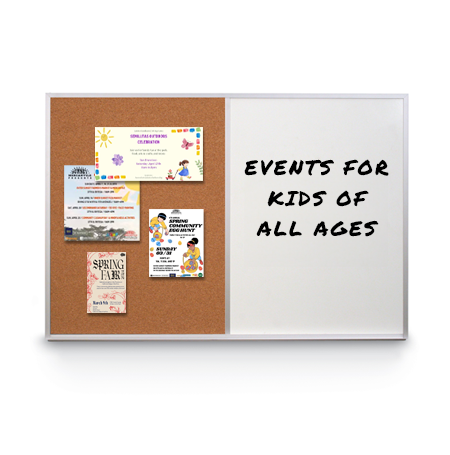 Value Line Magnetic Combo Board 48x84 Metal Framed Cork Bulletin Marker Board (Open Face with Silver Trim)