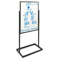 24 x 36 Dry Erase White Board Pedestal Sign Holder with Open Face Board, Double Sided, Black Aluminum