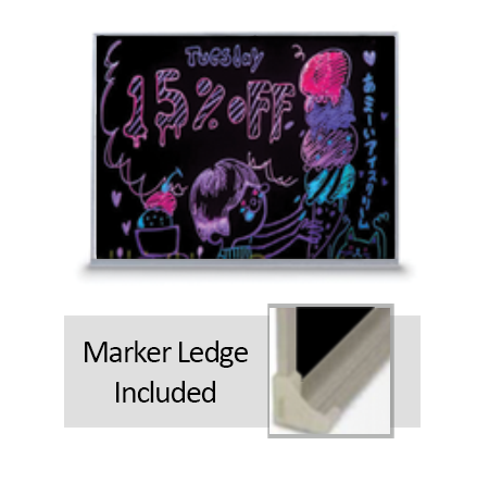 Value Line 12x36 Black Wet Erase Marker Board with Aluminum Frame