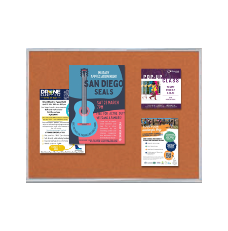 Value Line 20x30 Metal Frame Cork Bulletin Board (Open Face with Silver Trim)