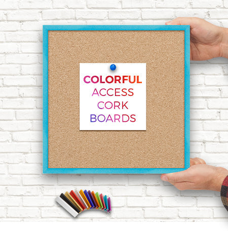 Access Cork Board™ Open Face 12 x 12 Colorful Metal Framed Bulletin Boards