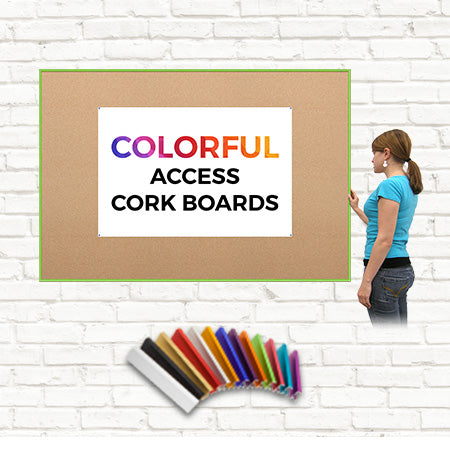 Access Cork Board™ Open Face 24 x 96 Colorful Metal Framed Bulletin Boards