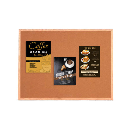 Value Line 48x48 Wood Framed Cork Bulletin Board | Open Face with Hardwood Trim