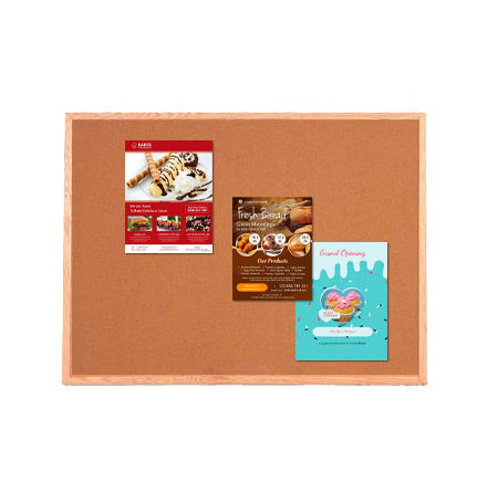 Value Line 48x96 Wood Framed Cork Bulletin Board | Open Face with Hardwood Trim