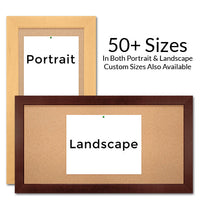 Open Face Wide Wood Framed Access Corkboards 24 x 42 Can be Ordered in Portrait or Landscape