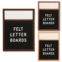 12x18 OPEN FACE LETTER BOARD WITH HEADER: 5 FELT COLORS, 3 WOOD FINISHES