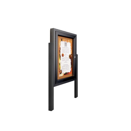 Outdoor Enclosed Menu Display Case with Posts Single Door 15 Sizes