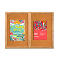 48 x 36  WOOD Indoor Enclosed Bulletin Cork Boards with Two Doors