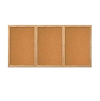 96 x 36  WOOD Indoor Enclosed Bulletin Cork Boards (3 DOORS)