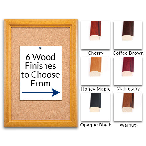 Access Cork Board™ Open Face 10" x 10" Corkboard, Wood Framed Classic Style Picture Frame Profile #353 in 6 Wood Frame Finishes