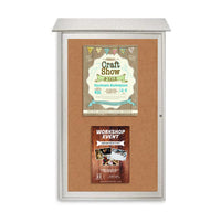 12x18 Outdoor Message Center with Cork Board Wall Mounted - LEFT Hinged