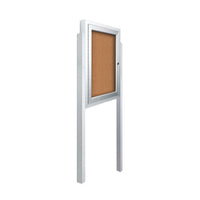 SwingCase Standing 13x19 Lighted Outdoor Bulletin Board Case w Posts (One Door)