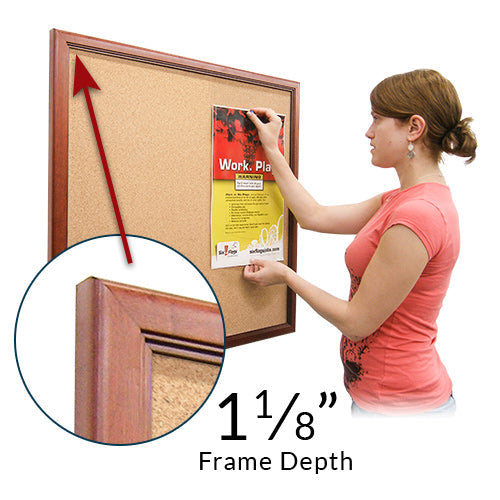 14"x14" Access Cork Board™ #353 Wood Frame Profile with 1 1/8" Overall Frame Depth