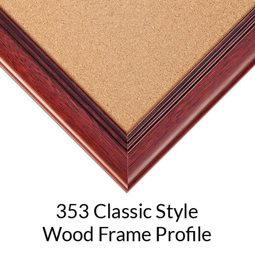 Elegant, Custom #353 Wood Picture Frame 16x16 Borders the Natural Cork Board Bulletin Board | Choose from 6 Popular Wood Stain Finishes