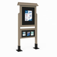 Eco-Design 20x28 Outdoor Free-Standing Mid-Range Information Center, Single-Sided Faux Wood Bulletin Board Kiosk