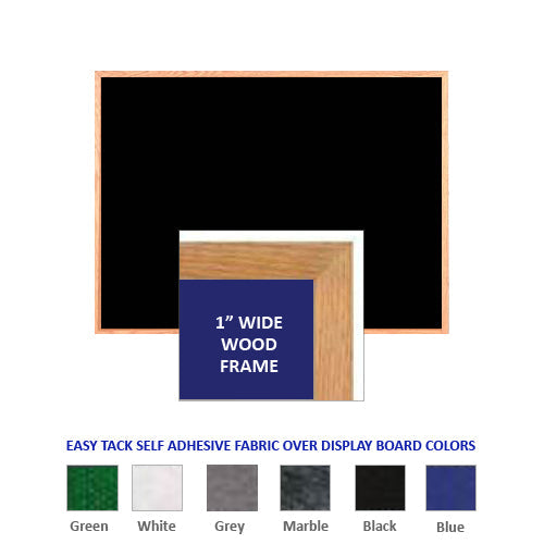 WOOD FRAMED 18x36 EASY TACK FABRIC BULLETIN BOARD (SHOWN IN LANDSCAPE ORIENTATION)