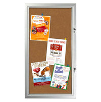 Enclosed Weatherproof Front Locking Cork Board 19x38 Holds up to (6) 8.5x11 Notices in a Silver Finish