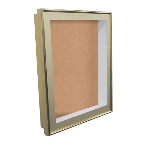 20 x 30 SwingFrame Designer 3 Inch Deep Shadow Box Display Case w Cork Board and Light - Metal Framed