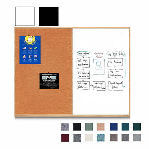 Value Line Combo Board 20x30 Wood Framed Cork Bulletin Marker Board (Open Face with Wood Trim)