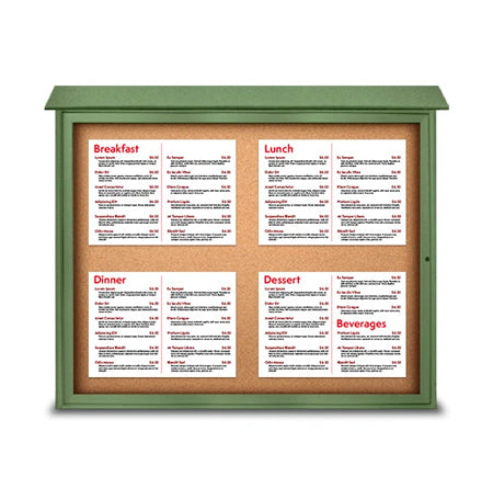 30x36 Outdoor Message Center with Cork Board Wall Mounted - LEFT Hinged