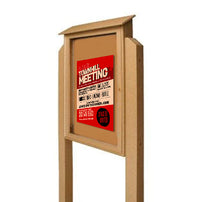 22x28 Outdoor Message Center with Posts and Cork Board Wall Mounted - LEFT Hinged