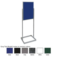 OPEN FACE SINGLE SIDED PEDESTAL 24 x 36 EASY-TACK FLOOR STAND (IN A POLISHED SILVER / CHROME FINISH)