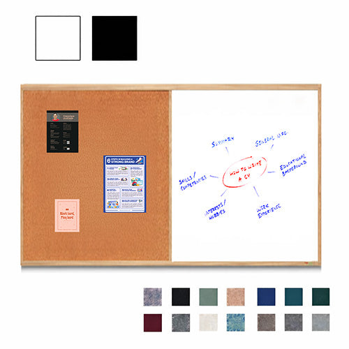 Value Line Combo Board 22x14 Wood Framed Cork Bulletin Marker Board (Open Face with Wood Trim)