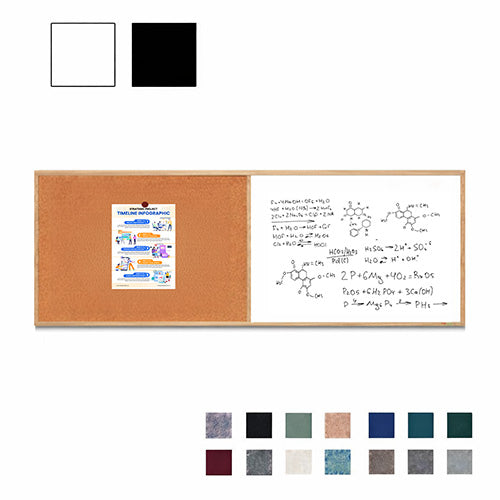 Value Line Combo Board 24x60 Wood Framed Cork Bulletin Marker Board (Open Face with Wood Trim)