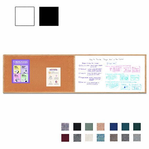Value Line Combo Board 24x72 Wood Framed Cork Bulletin Marker Board (Open Face with Wood Trim)