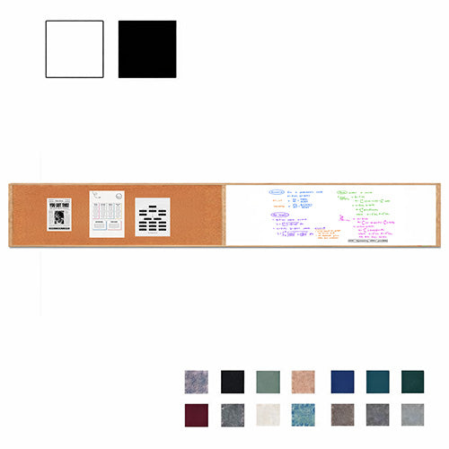 Value Line Combo Board 24x96 Wood Framed Cork Bulletin Marker Board (Open Face with Wood Trim)