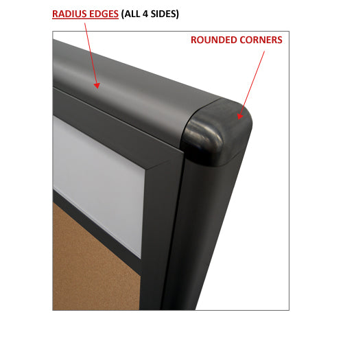 ROUNDED CORNERS WITH RADIUS EDGE (SHOWN IN BLACK)