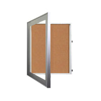 24 x 36 SwingFrame Designer 4 Inch Deep Shadow Box Display Case w Cork Board and Light - Metal Framed
