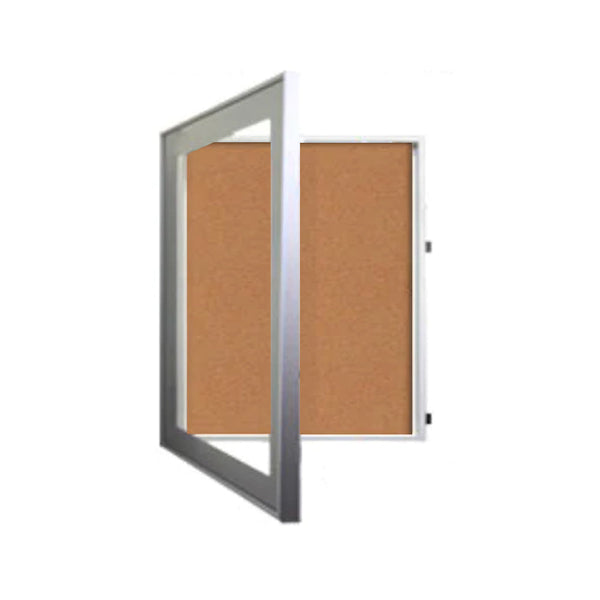 22 x 28 SwingFrame Designer 2 Inch Deep Shadow Box Display Case w Cork Board and Light - Metal Framed