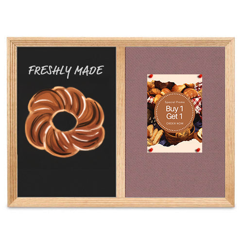 Combo Board 24x96 Decorative Wood Framed Cork Bulletin Marker Board (Open Face with Decorative Wood Trim)