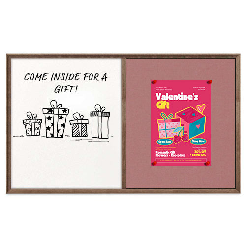 Combo Board 18x36 Decorative Wood Framed Cork Bulletin Marker Board (Open Face with Decorative Wood Trim)