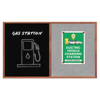 Combo Board 18x18 Decorative Wood Framed Cork Bulletin Marker Board (Open Face with Decorative Wood Trim)