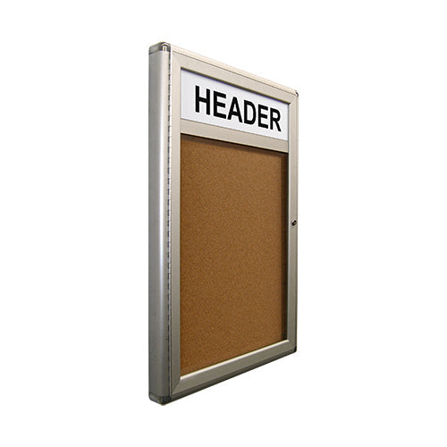 30 x 40 Indoor Enclosed Bulletin Board with Header (Rounded Corners)