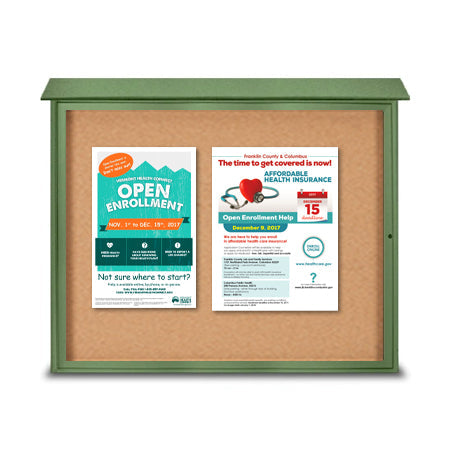 30x30 Outdoor Message Center with Cork Board Wall Mounted - LEFT Hinged