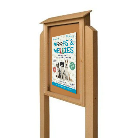 30x40 Outdoor Message Center with Posts and Cork Board Wall Mounted - LEFT Hinged