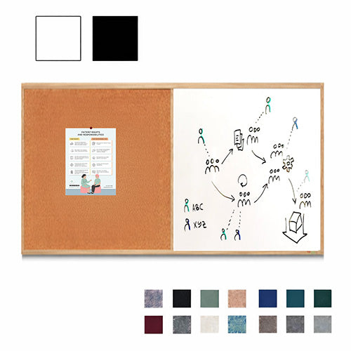 Value Line Combo Board 36x24 Wood Framed Cork Bulletin Marker Board (Open Face with Wood Trim)