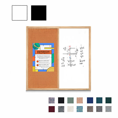 Value Line Combo Board 36x36 Wood Framed Cork Bulletin Marker Board (Open Face with Wood Trim)