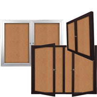 Indoor 42 x 32 Enclosed Bulletin Cork Boards 2 Door | Wall Mount Metal Display Case - 4 Finishes