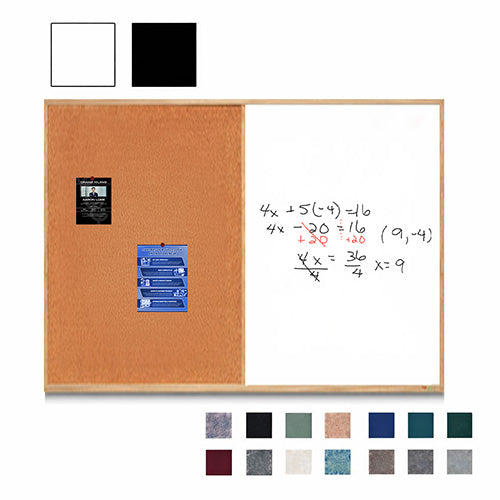 Value Line Combo Board 48x60 Wood Framed Cork Bulletin Marker Board (Open Face with Wood Trim)