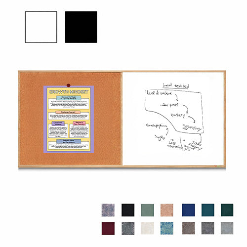Value Line Combo Board 48x84 Wood Framed Cork Bulletin Marker Board (Open Face with Wood Trim)