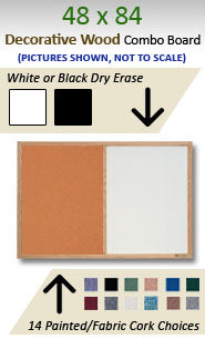 Decorative 48" x 84" Combo Bulletin Board & Dry Erase White - Black Marker Board