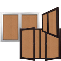 Indoor 60x60 Enclosed Bulletin Board with Two Doors + Smooth Radius Edge Metal Cabinet Corners