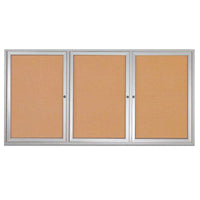 72 x 24 INDOOR Enclosed Bulletin Cork Boards 3 DOOR